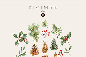 DECEMBER Watercolor Winter Set