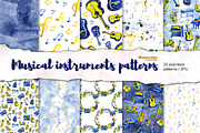 Watercolor musical patterns, a Pattern Graphic by NataliMiasStore (Thumbnail 1 of 6)