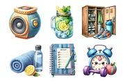 Watercolor Fitness Workout Clipart, an Illustration by Daily.Designs (Thumbnail 4 of 5)