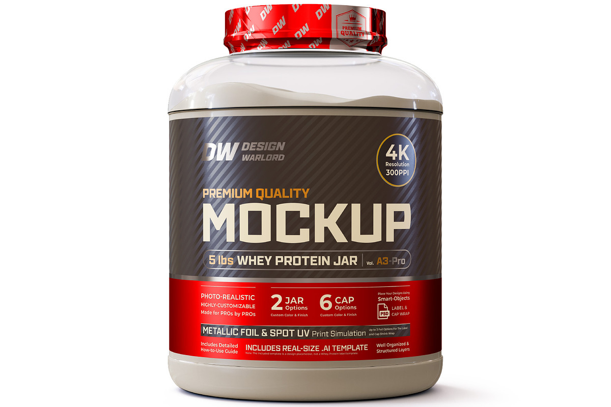 5lb Whey Protein Jar Mockup A3-Pro, a Packaging Mockup by Design Warlord (Photo 1 of 16)