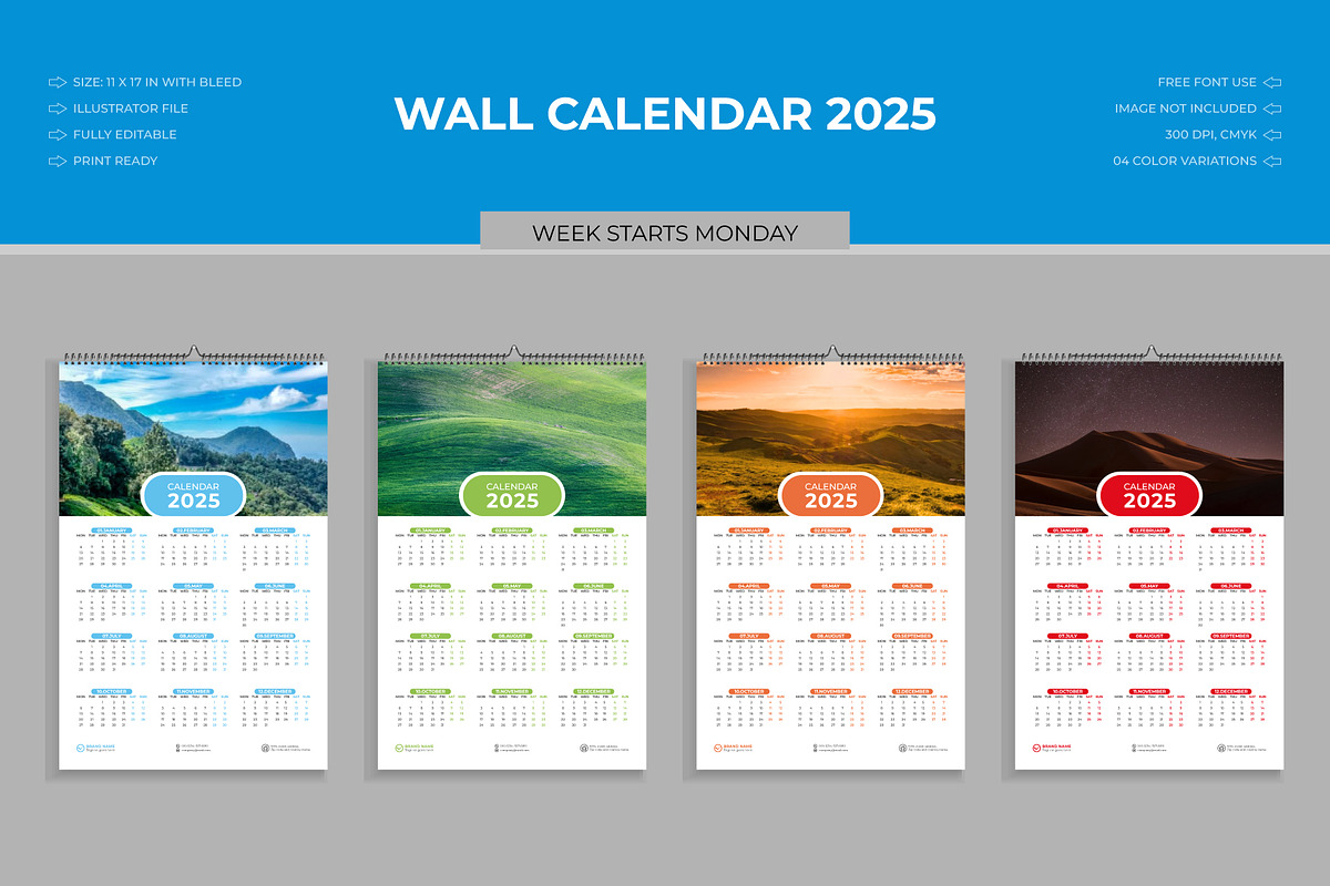 Wall Calendar for 2025, a Stationery Template by Lakhan1998 (Photo 1 of 4)