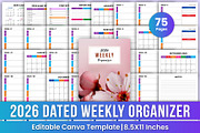 2026 Dated Weekly Organizer Canva, a Stationery Template by Mustafiz (Thumbnail 1 of 4)