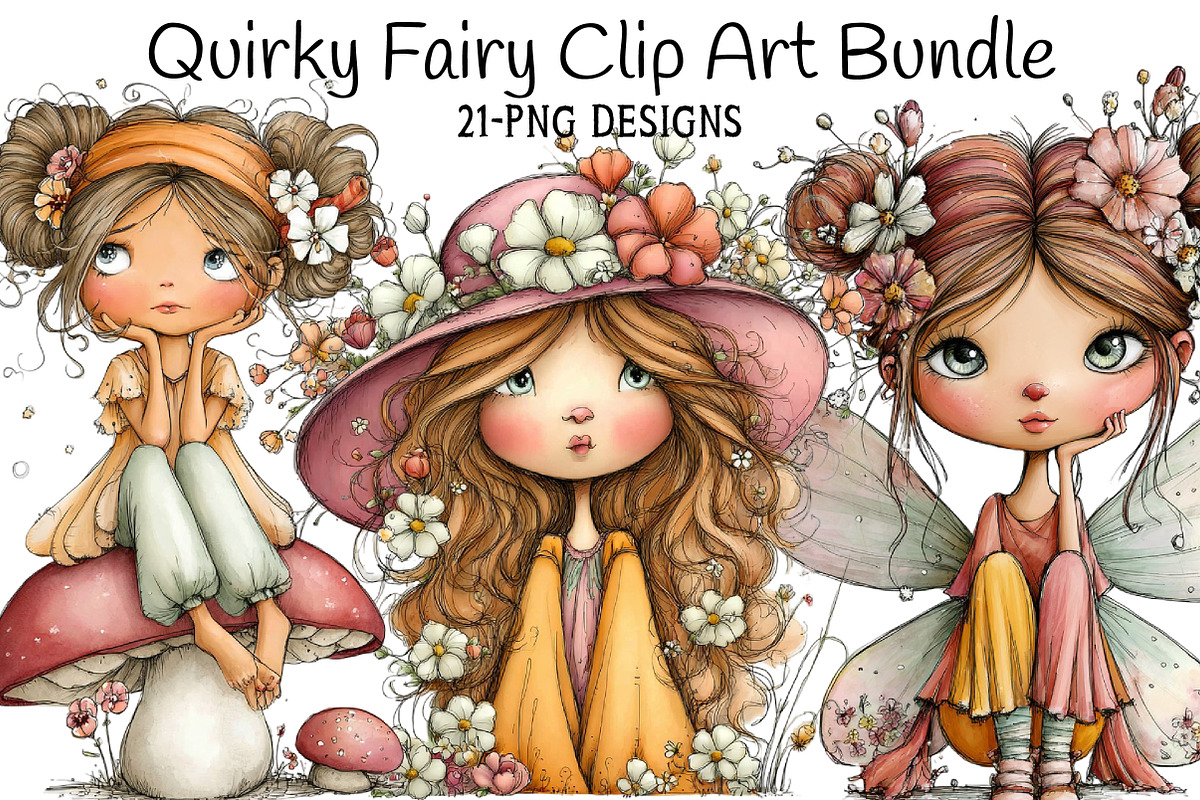 Quirky Fairy Clip Art Bundle, an Illustration by Daily.Designs (Photo 1 of 6)