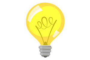 Light bulb with filament on white, an Object Illustration by innakreativ