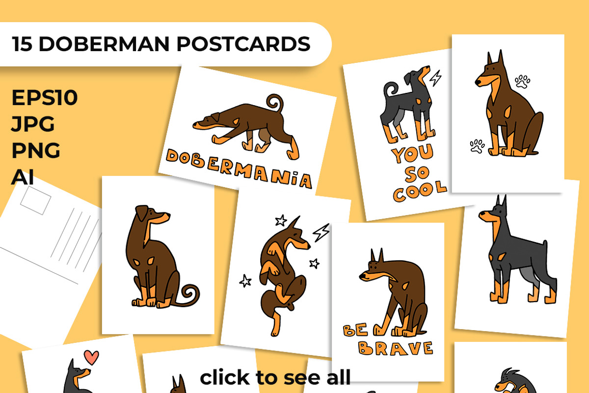 Doberman Postcards, an Illustration by Ja Polina ArtShop (Photo 3 of 8)