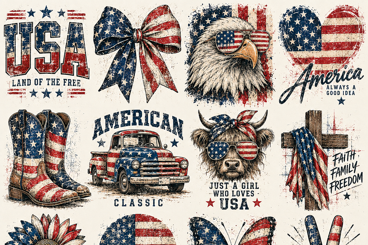 USA Distressed Patriotic Graphics, a Decorative Illustration by ElDesignState (Photo 9 of 11)
