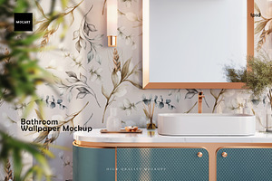 Bathroom Wallpaper Interior Mockup 4, a Product Mockup by Mocart