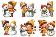 Christmas Girl with Snowman PNG, an Illustration by Craft Nest (Thumbnail 5 of 11)