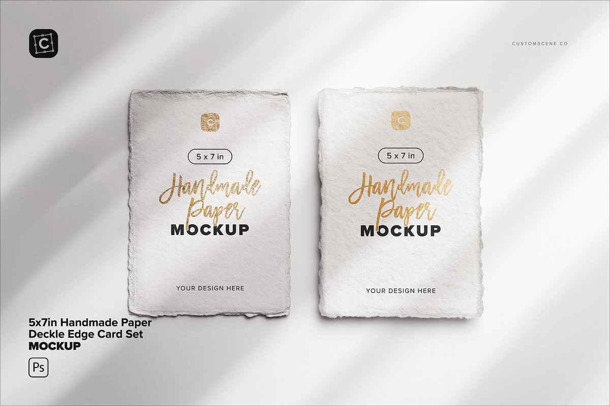 Handmade Paper Deckle Edge Card Set, a Mockup by Custom Scene (Photo 1 of 9)
