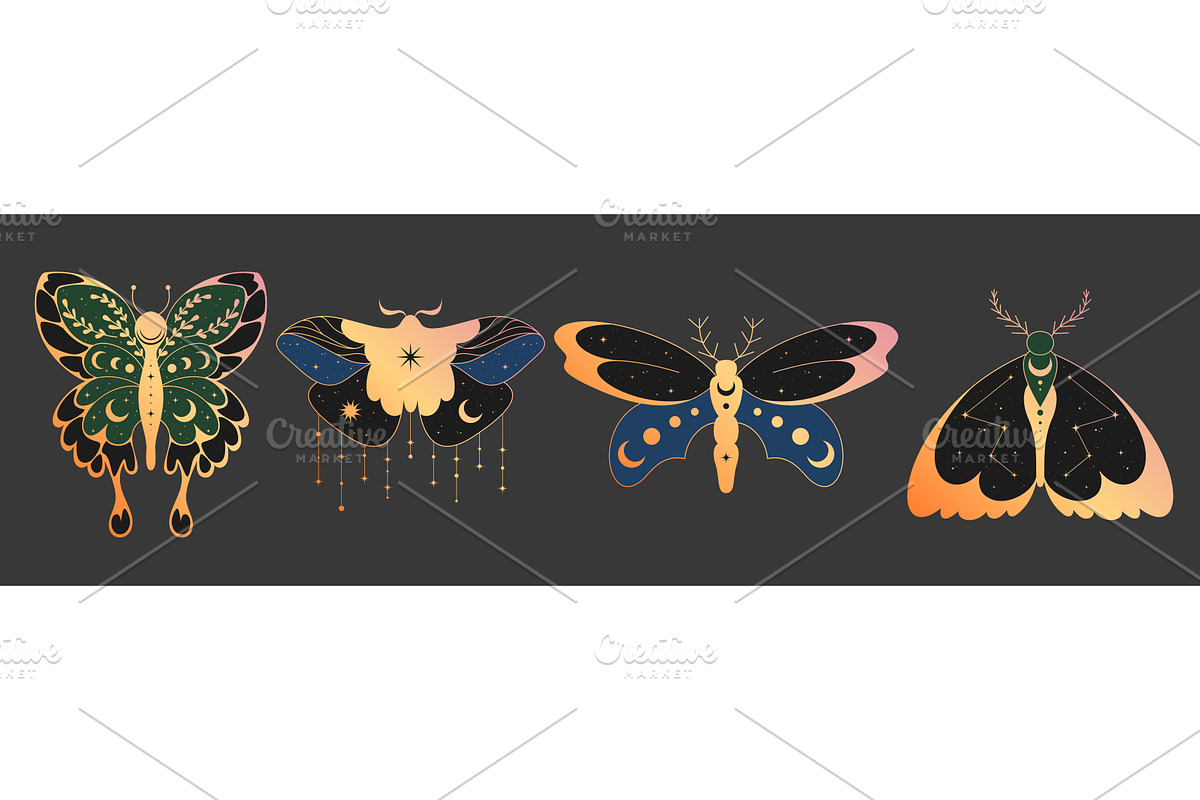 Mystical moon boho butterfly, an Animal Illustration by art PVP - market