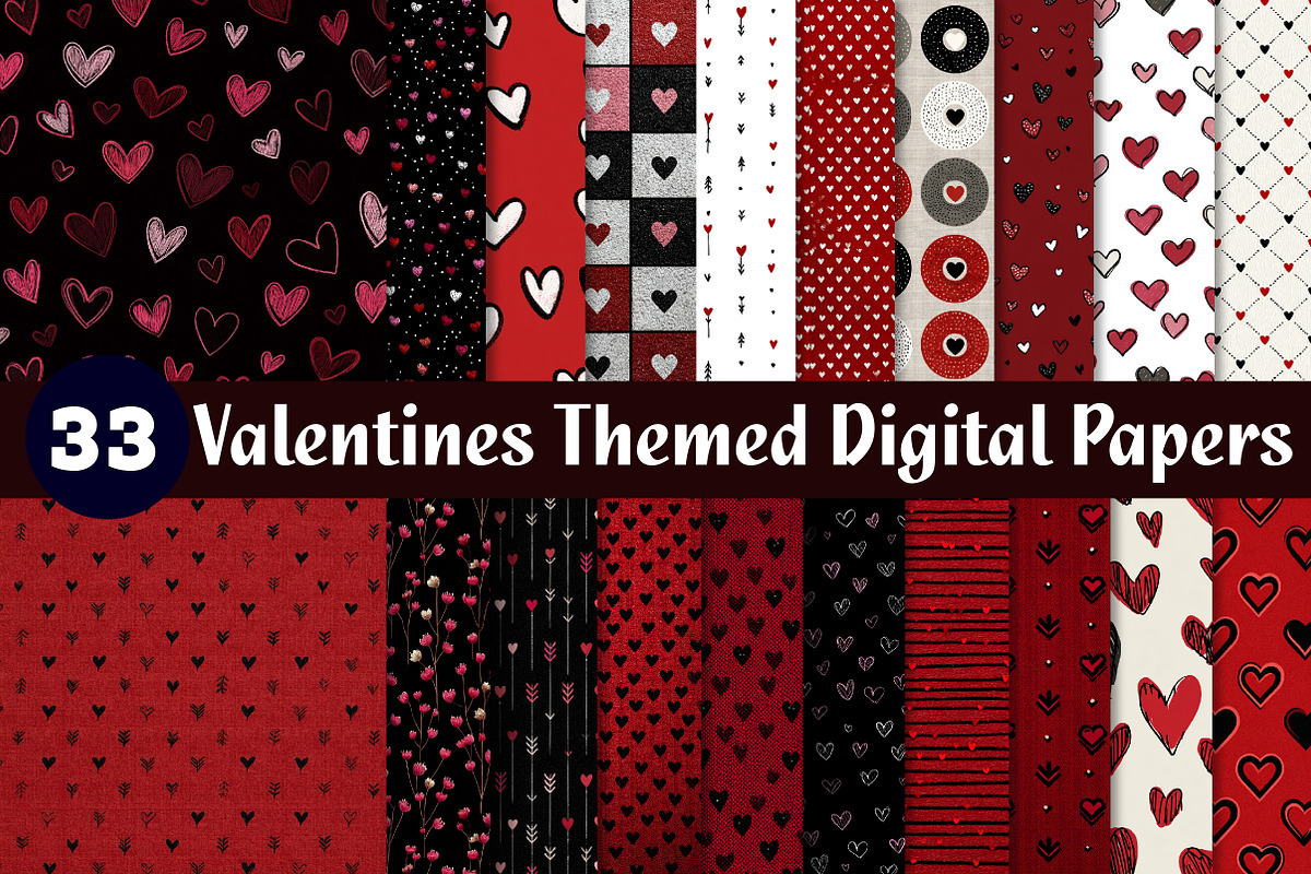 valentines themed digital papers, an Illustration by CreationArt (Photo 1 of 5)
