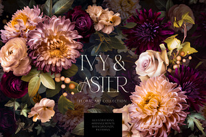 Ivy & Aster Moody Floral Art Set, an Object Illustration by Eclectic Anthology