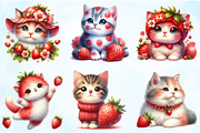 Strawberry Cat Clipart Sublimation, an Illustration by Craft Nest (Thumbnail 3 of 5)
