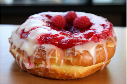 Raspberry danish bun. Generate Ai, a Food & Drink Photo by Ylivdesign