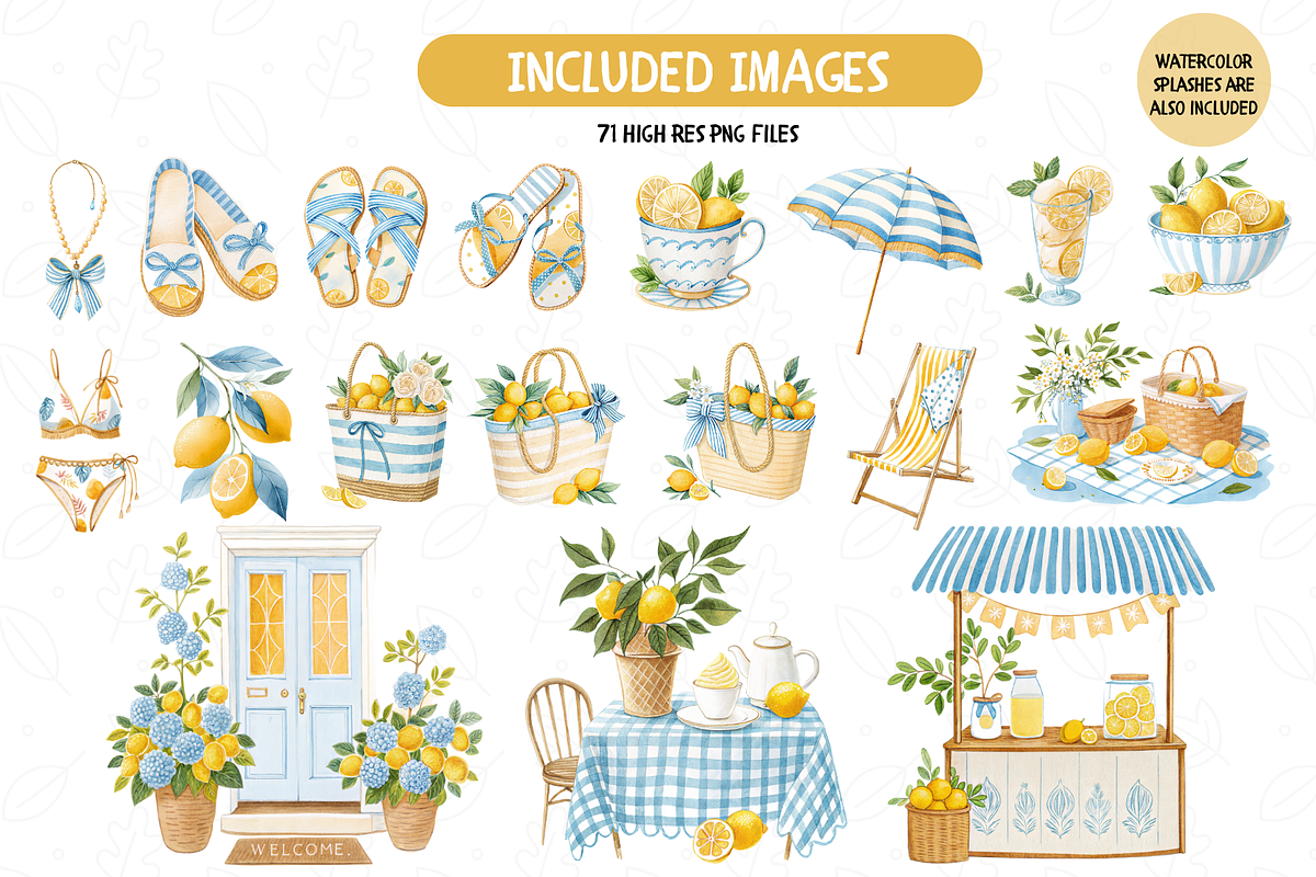 Watercolor Lemon Breeze Clipart, an Illustration by TatiMockup (Photo 3 of 6)