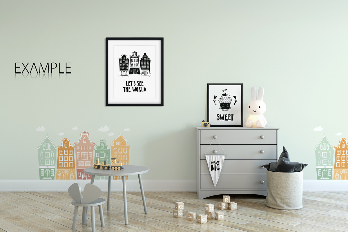 KIDS WALL & FRAMES Mockup Bundle - 4, a Product Mockup by Yuri-U (Photo 21 of 38)