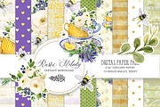 LAVENDER & TEA  DIGITAL PAPER PACK, a Pattern Graphic by rusticmelody (Thumbnail 1 of 2)