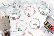 Winter Story Watercolor Clipart, an Animal Illustration by BalanceUA (Thumbnail 4 of 13)