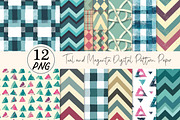 Teal and Magenta Digital Pattern Pap, a Texture Illustration by DreamPrint404 (Thumbnail 1 of 3)