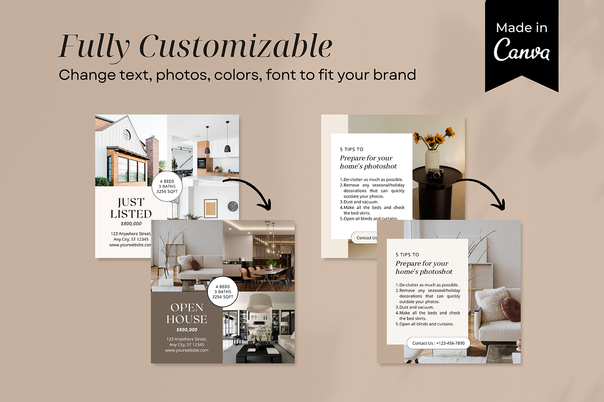 Real Estate Instagram Post Templates, a Social Media Template by ShopRShop (Photo 8 of 10)