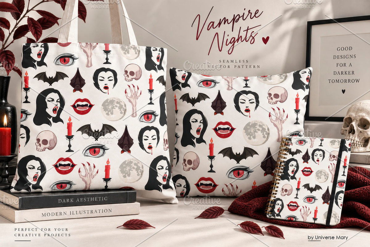 Vampire Night Vector set, a Seasonal Illustration by Universe Mary (Photo 4 of 5)