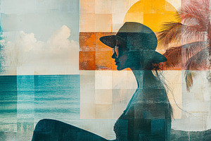woman by the sea with palm trees., a Photo by Pictures for you!!!!!!!!!