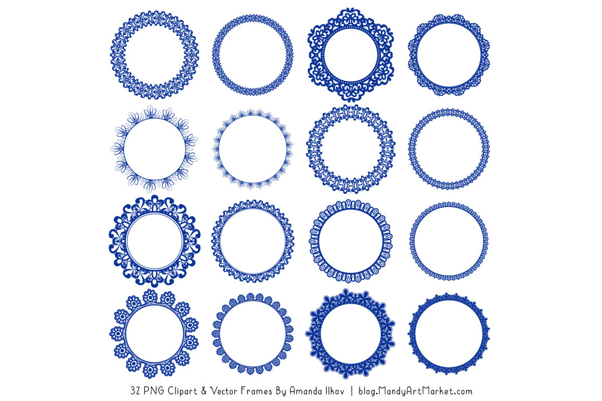 Royal Blue Round Lace Frames, an Illustration by Amanda Ilkov (Photo 3 of 5)