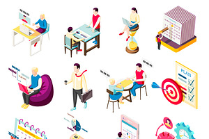 Management Isometric Icons