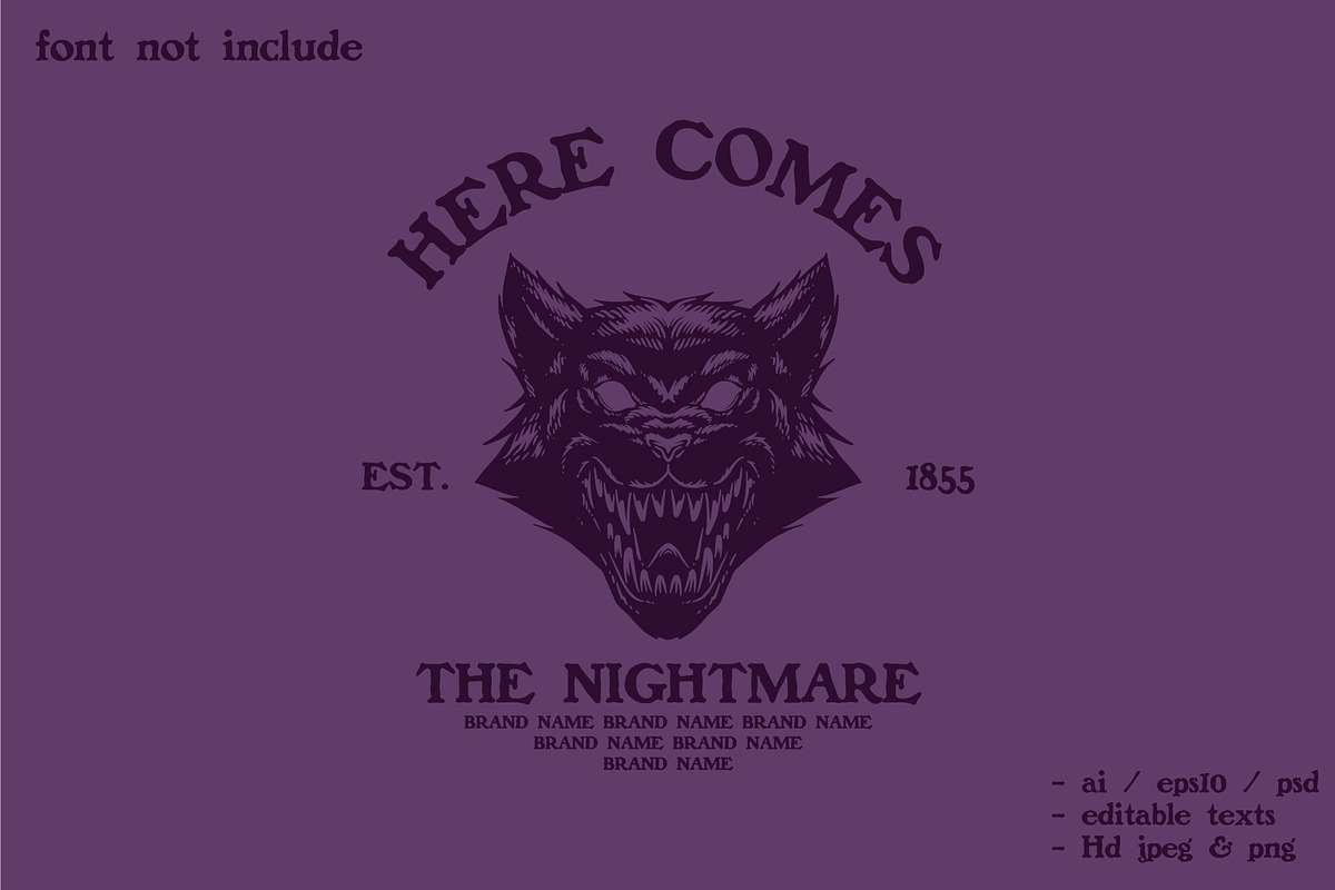 fierce wolf head silhouette, a Branding & Logo Template by Judsart