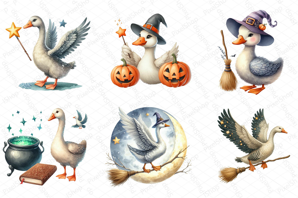 Halloween Witchy Goose Clipart, an Illustration by DreamPrint404 (Photo 4 of 6)