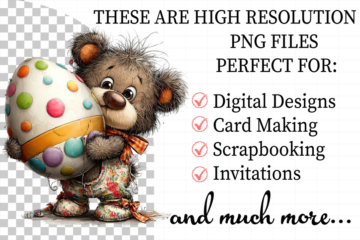 Whimsical Easter Teddy Bear Clipart, an Illustration by Daily.Designs (Photo 2 of 8)