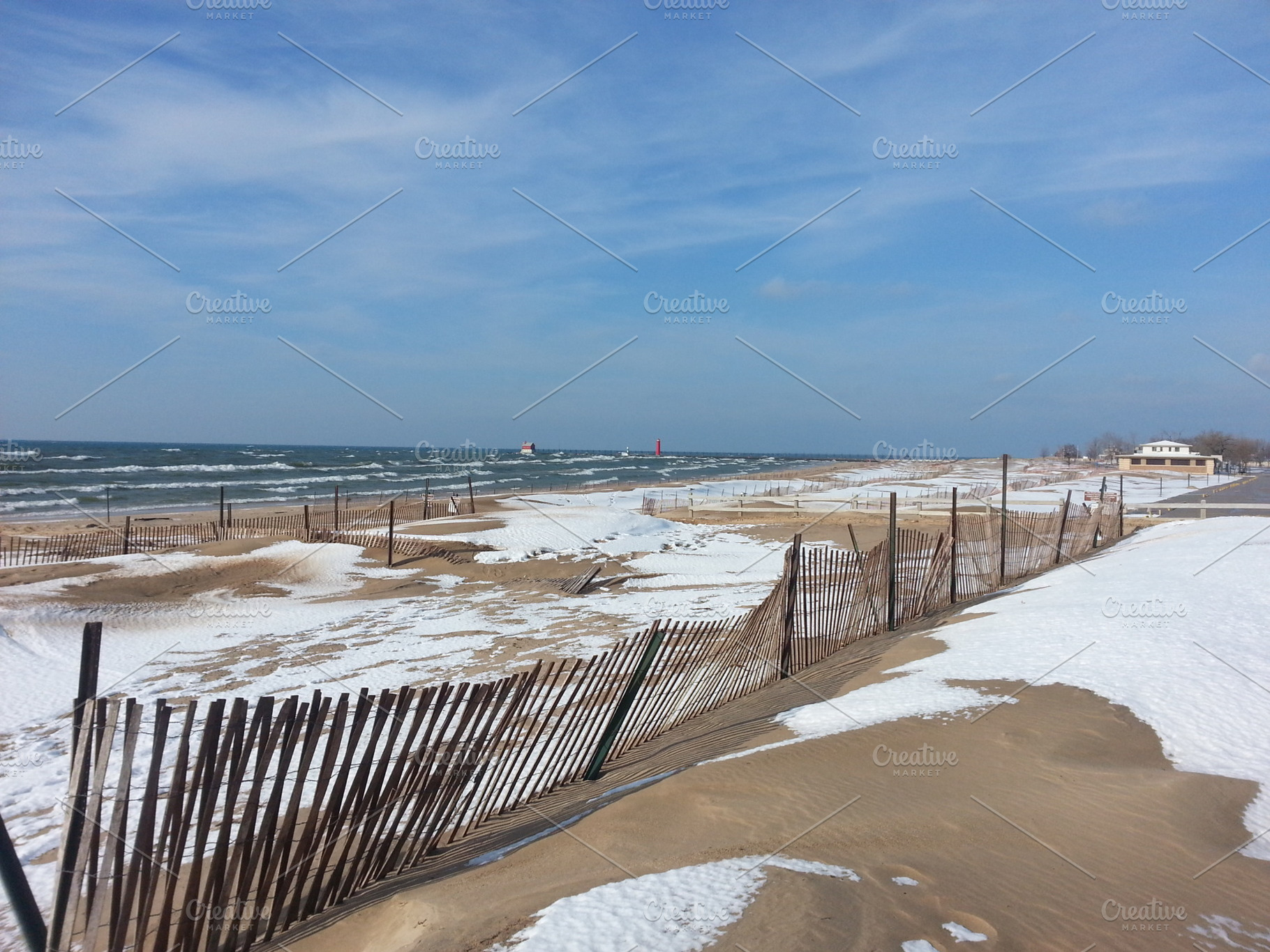 Snowy Winter Beach on Lake Michigan, a Nature Photo by Cordial Punch Press