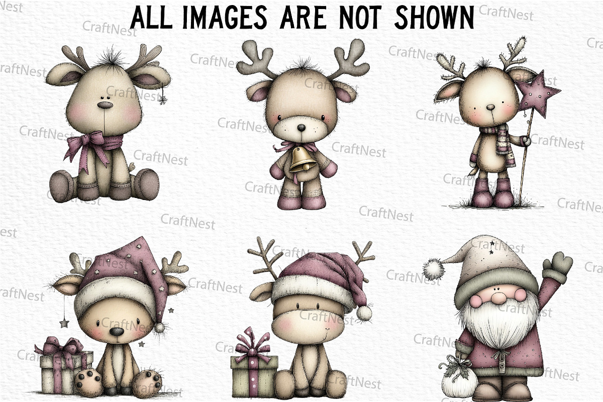 Christmas Santa & Reindeer Clipart, an Illustration by Craft Nest (Photo 4 of 6)
