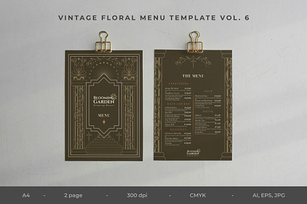 Vintage Floral Menu Vol.6