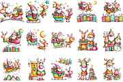 Christmas Santa & Reindeer Clipart, an Illustration by Designking (Thumbnail 3 of 5)