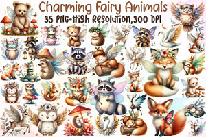 Charming Fairy Woodland Animals Clip, an Illustration by Sublimation Artist