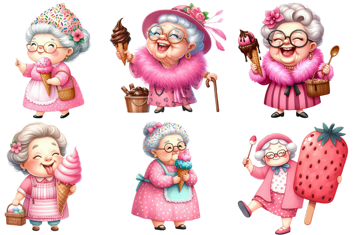 Quirky Grandma Love Ice Cream, an Illustration by Designworld (Photo 4 of 5)