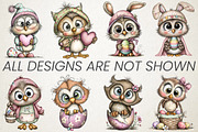 Quirky Easter Owl Clipart Bundle, an Animal Illustration by RobertsArt (Thumbnail 3 of 6)