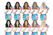 4th of July Bright Girls Clipart, a Seasonal Illustration by GlamArtZhanna (Thumbnail 2 of 5)
