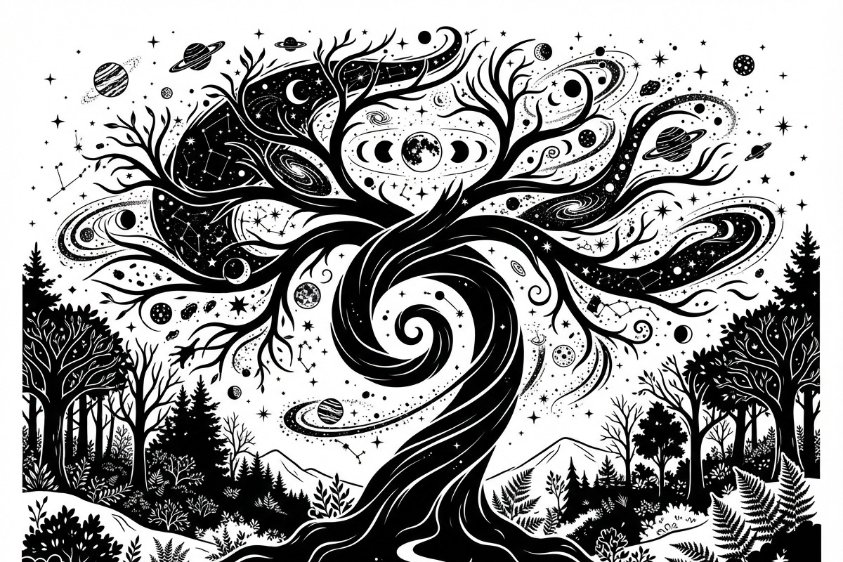 50 Mystical Galaxy Forest Silhouette, a Technology Illustration by Amazin_art (Photo 16 of 33)
