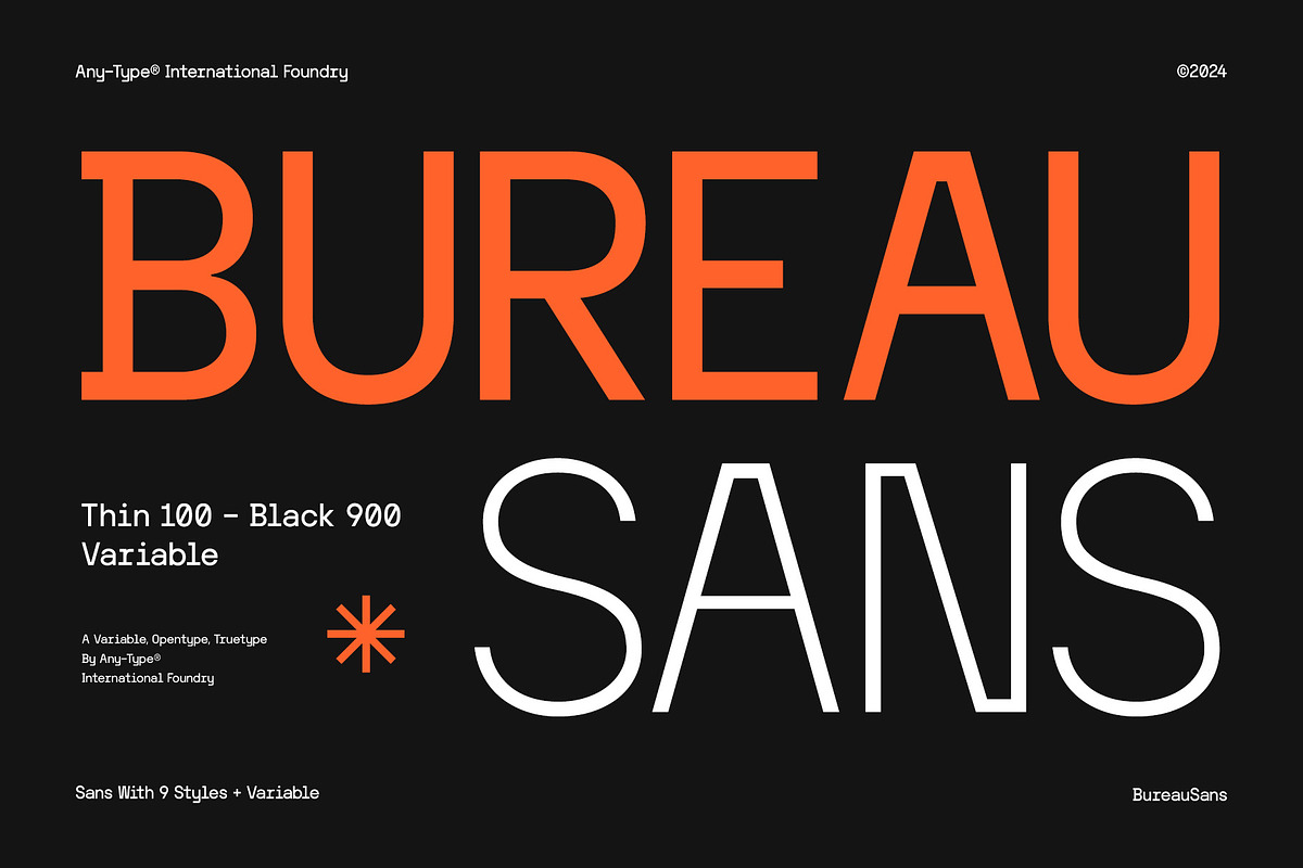 AT Bureau Sans (9 Style + Variable), a Sans Serif Font by Any-Type® Foundry (Photo 1 of 14)