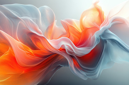 Abstract composition of flowing colors in shades of orange and blue against a s, an Abstract Photo by AlyaAnd