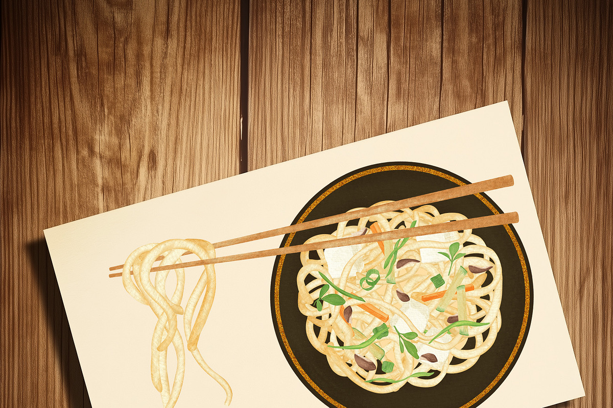 Egg Noodles Watercolor Recipe Set, a Food Illustration by Sunshine Art (Photo 8 of 13)