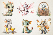Cute Baby Dragon Spring Clipart Set, an Animal Illustration by RobertsArt (Thumbnail 3 of 5)