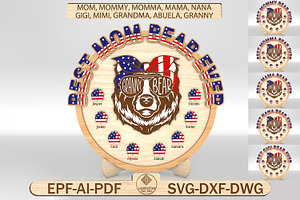 Personalized Patriotic Mama Bear Svg, a Pattern Graphic by Lasercutiny