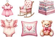 Pink Baby Girl Nursery Clipart, an Illustration by cherrydesign (Thumbnail 2 of 3)