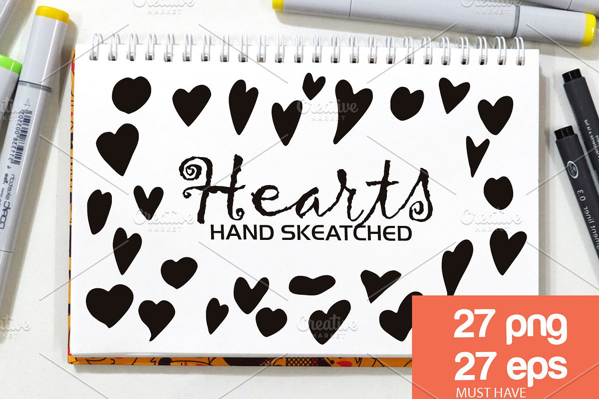 54 Hand-Drawn Hearts ClipArt, an Illustration by Creative Shop (Photo 1 of 2)