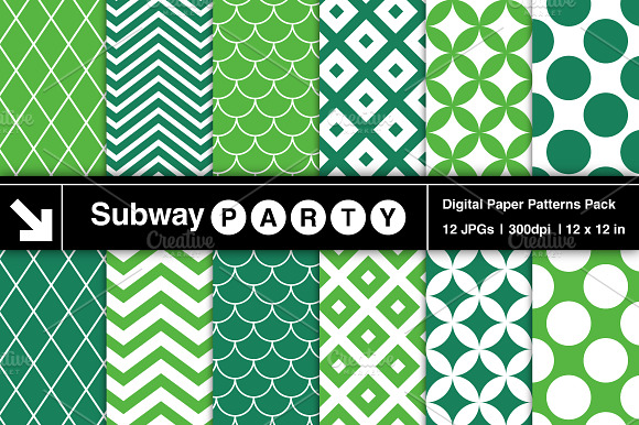 Emerald Retro Geometric Papers preview 2