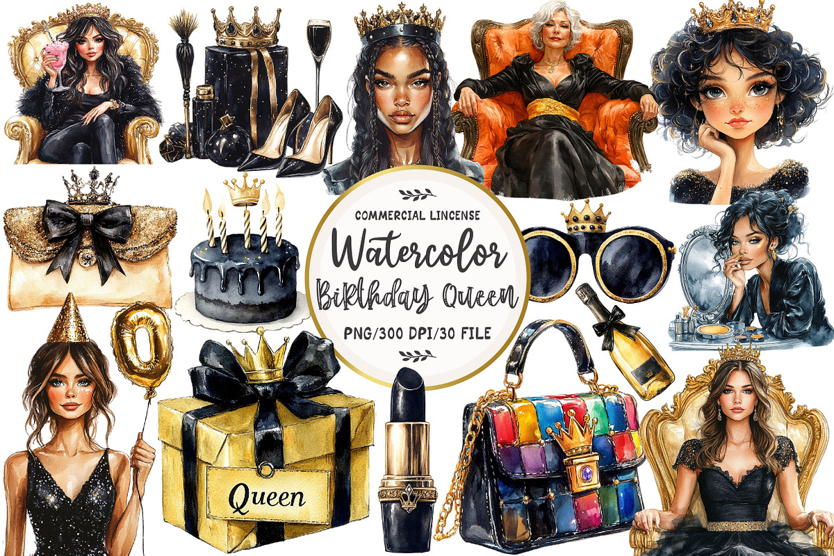 Birthday Queen Sublimation Clipart, an Illustration by OK Design (Photo 1 of 5)