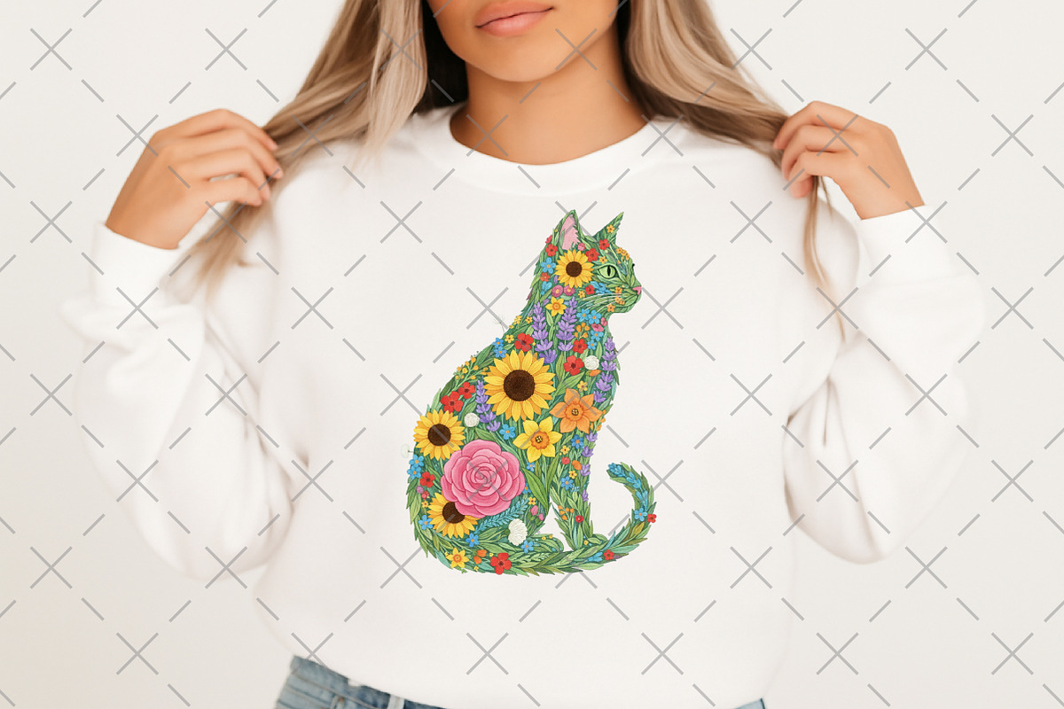 Wildflower Cat PNG, an Illustration by Craft Nest (Photo 4 of 6)